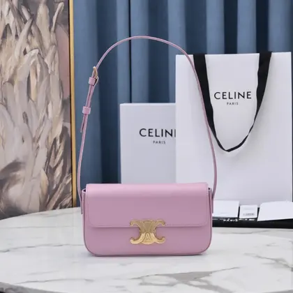 Celine Triomphe Handbag Replica 11 Pink Super Smooth Leather 20x12cm — Celine Handbags sample