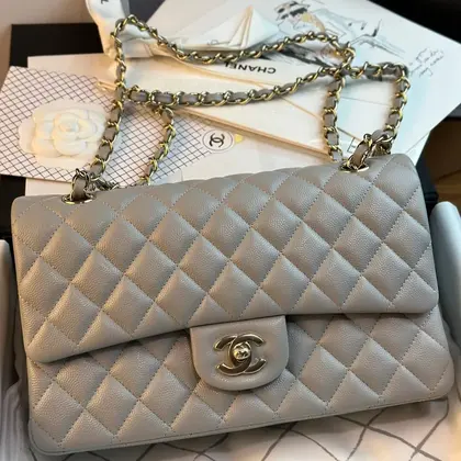 Chanel Flap Bag 25cm Gold Hardware Grey Caviar — Chanel Handbags sample