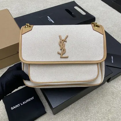 Yves Saint Laurent YSL Niki Bag Natural Canvas — Saint Laurent Handbags sample