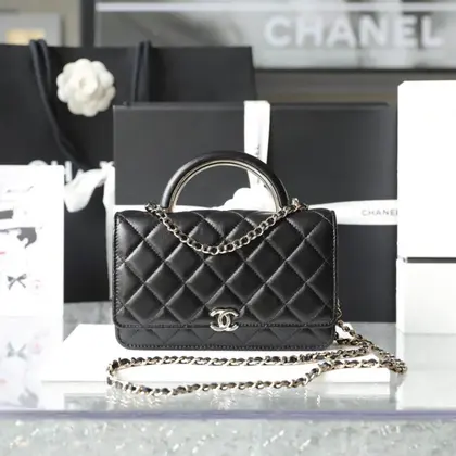 Chanel Woc Handbags Lock Silver Mix Handle Leather 19x12cm — Chanel Handbags sample