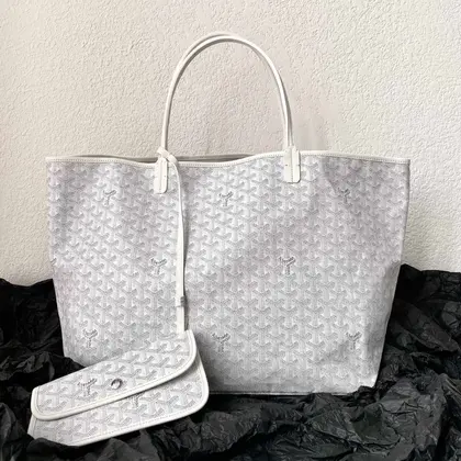 Goyard White Goyardine Canvas & Chevroches Calfskin Saint Louis PM Tote — Goyard Handbags sample