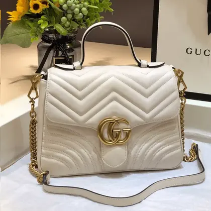 Gucci Marmont Top Handle Rep 11 Handbag High Quality White 27cm — Gucci Handbags sample