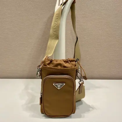 Phone Bag 18 in Sepia Brown Re-nylon — Prada Handbags sample