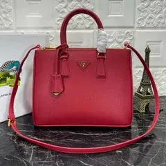 PRA Galleria 32 Bag in Cherry Red Saffiano Leather — Prada Handbags sample