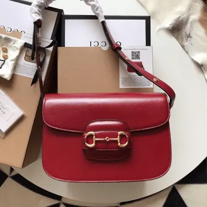 Gucci 1955 Horsebit Women’s Handbag Super Smooth Red Leather 25cm — Gucci Handbags sample
