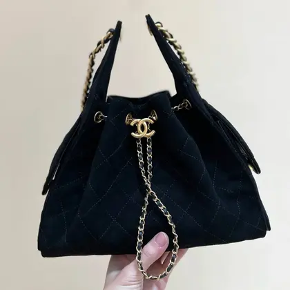 Chanel 25 Handbag 30 in Black Suede Gold Hardware — Chanel Handbags sample
