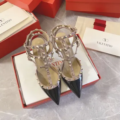 Valentino Women Black Patent Leather Studded Heels — Valentino Handbags sample