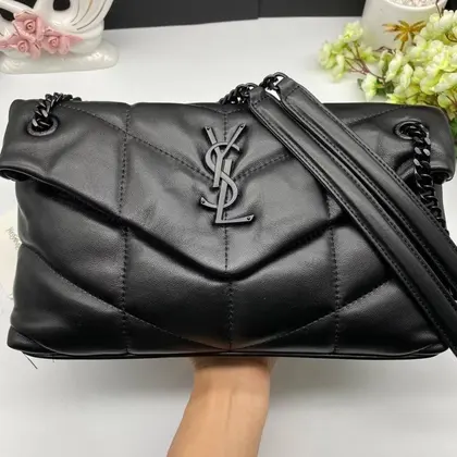 Saint Laurent Small Loulou Puffer shoulder bag in black with Chain Strap — Saint Laurent Handbags sample