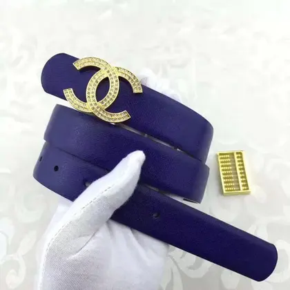 Luxury Chanel 30mm Blue Leather Belt CH5235 Gold HY14418bE46 — Chanel Handbags sample